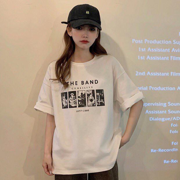 Hình ảnh Áo thun tay lỡ form rộng unisex - Áo phông nam nữ oversize - T shirt the band