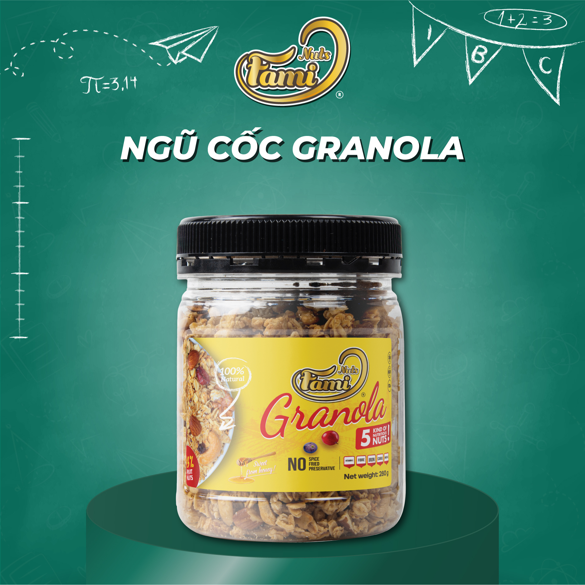 HẠT DINH DƯỠNG NGŨ CỐC GRANOLA FAMINUTS - Hũ Nhựa 280g- Ngũ Cốc Giảm Cân