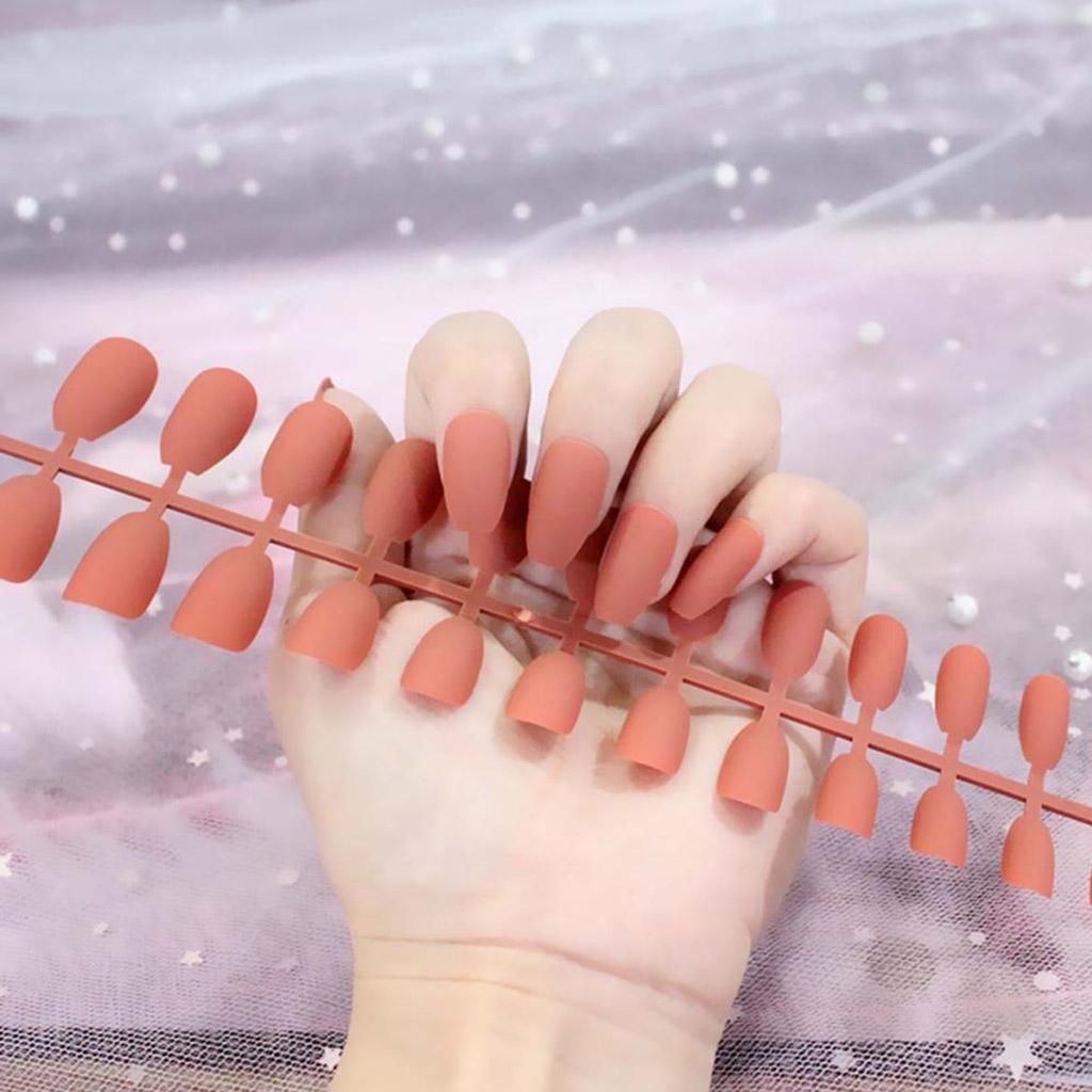 24 Cái ABS Matte Móng Tay Giả Full Cover Sai Nail Art Mẹo Đặt