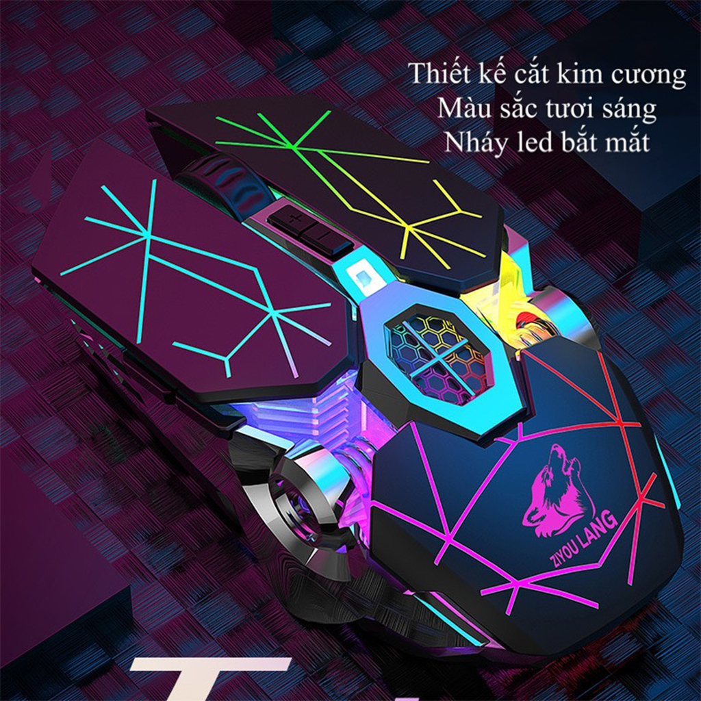 Chuột Không Dây Gaming Led Siêu Đẹp FREE WOLF X13 Pin Sạc Dùng Siêu Trâu Chuột Máy Tính Không Dây Đẹp- 4089-Hàng Nhập Khẩu
