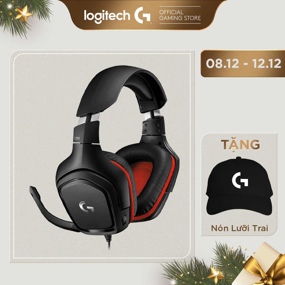 Tai nghe game Logitech G331 - màn loa 50mm, jack 3.5mm, mic gập để mute, tương thích đa nền tảng - Hàng Chính Hãng