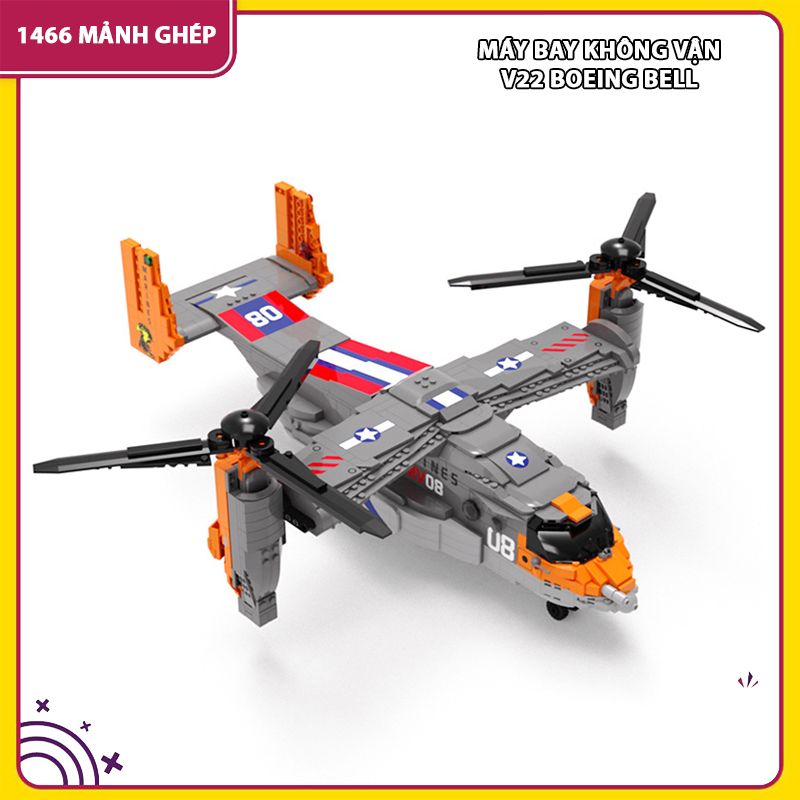 Đồ chơi chơi Lắp ráp Máy bay Vận chuyển V-22 Osprey, Juhang 88007 Xếp hình thông minh