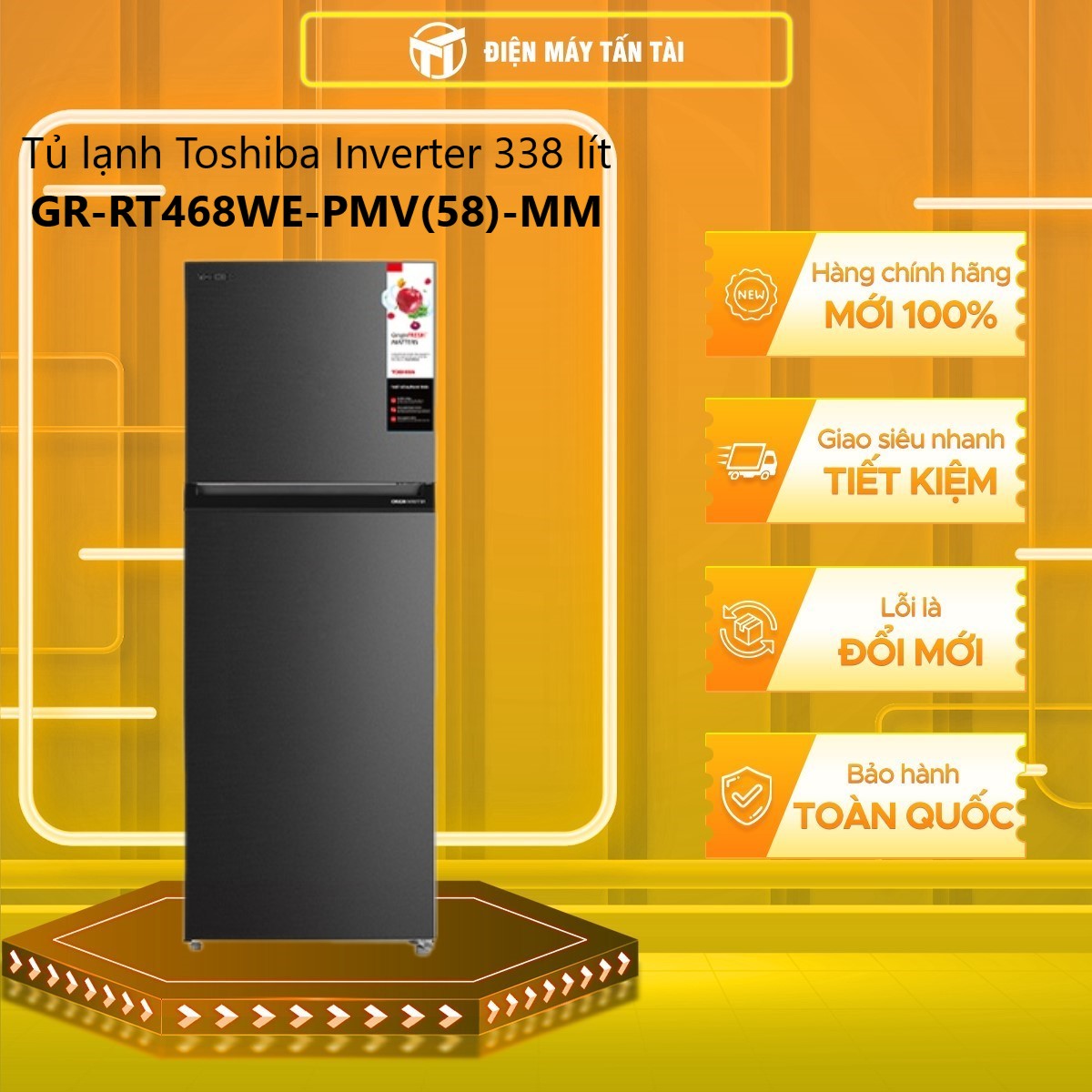 Tủ lạnh Toshiba Inverter 338 lít GR-RT468WE-PMV(58)-MM - Hàng chính hãng - Chỉ giao HCM