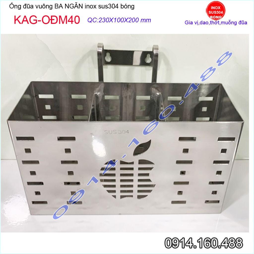 Ống đũa vuông SUS304 KAG-ODM40, Ống đựng đũa 3 inox dập khuôn cao cấp thiết kế đẹp sang trọng tinh tế từng chi tiết