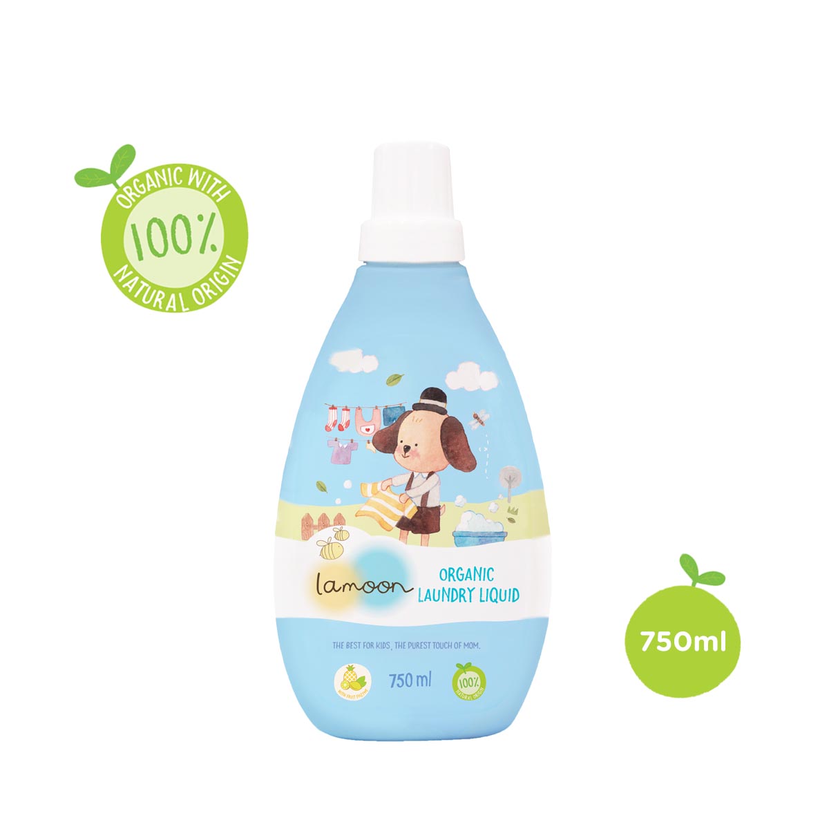 Nước giặt quần áo Organic cho bé Lamoon - Bình 750ml