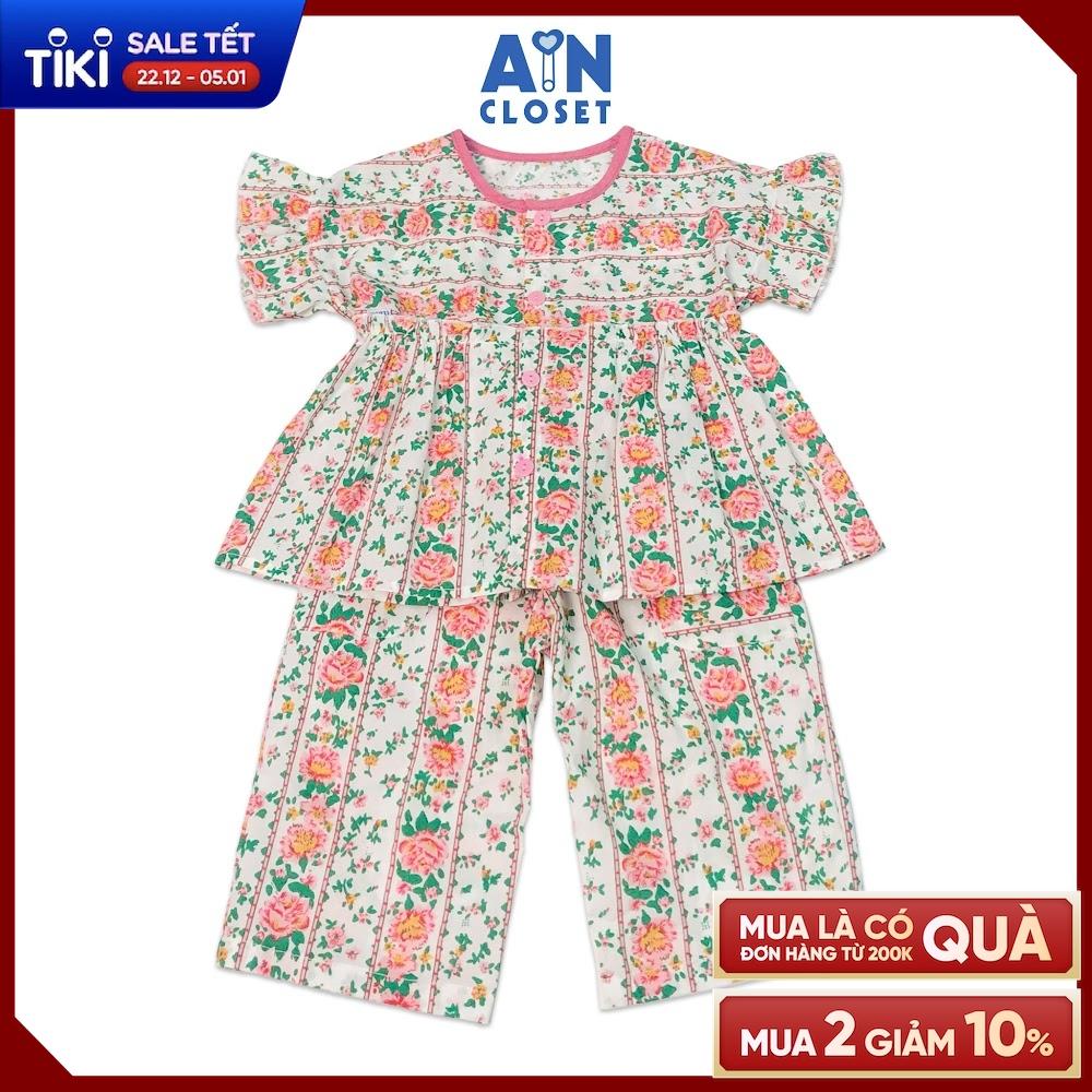 Bộ quần dài áo táy ngắn bé gái họa tiết Hoa hồng leo cotton - AICDBT9SKUB9 - AIN Closet