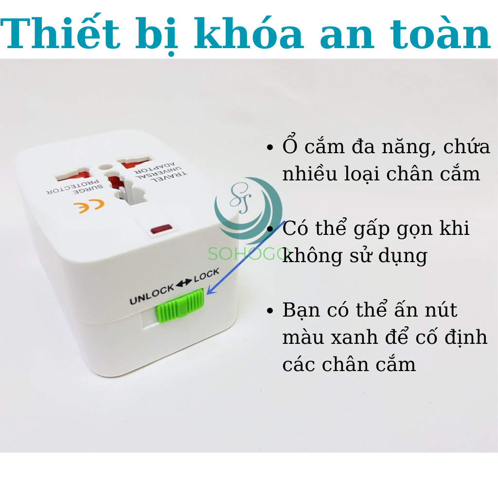 Ổ cắm điện du lịch 3 in 1 đa năng, dùng cho toàn cầu-Phích cắm chuyển đổi du lịch quốc tế Adapter