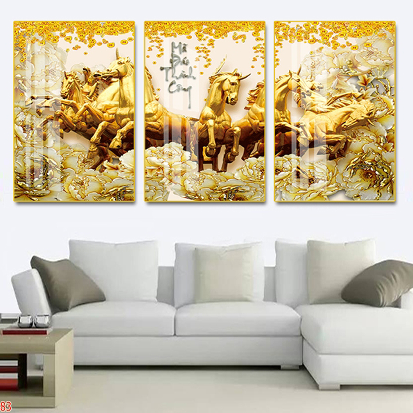 Bộ 3 Tranh Canvas Bát Mã Phi Nước Đại Phong Thủy - Tranh Treo Tường Giá Rẻ