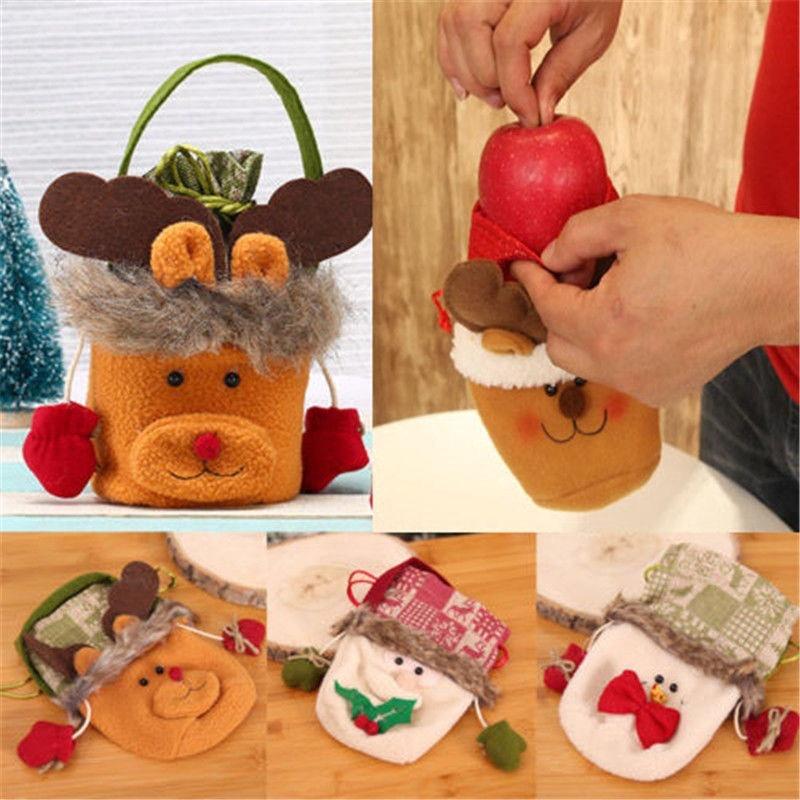 Túi vải đựng quà giáng sinh dành cho trẻ em hình ông già Noel tuần lộc