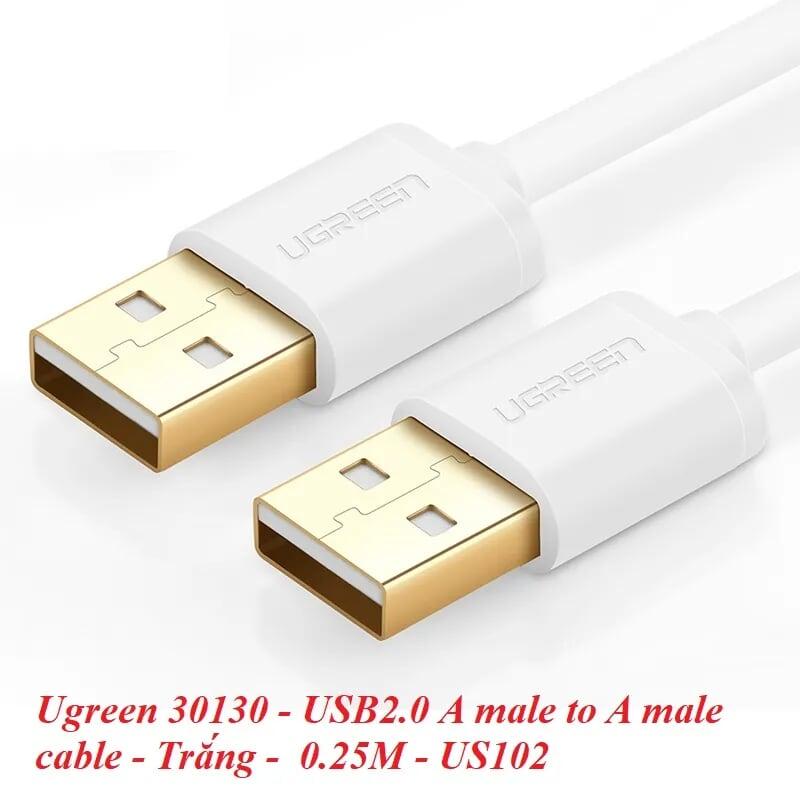 Ugreen UG30130US102TK 0.25M màu Trắng Cáp 2 đầu USB 2.0 vỏ nhựa PVC - HÀNG CHÍNH HÃNG