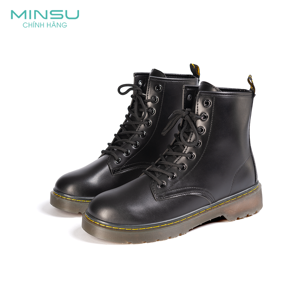 Giày Boot Cổ Cao Cặp Đôi Nam Nữ MINSU M3301 Thiết Kế Style Chiến Binh Cao Cổ  Phong Cách Hàn Quốc Đi Chơi Chất Ngầu