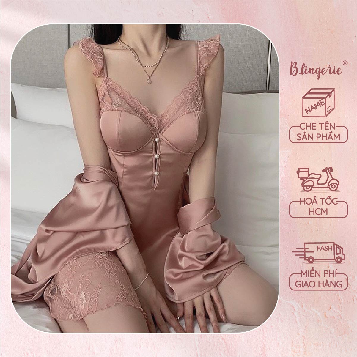 Váy Ngủ Nữ Tính Ngọt Ngào (Không kèm áo choàng) - B.Lingerie