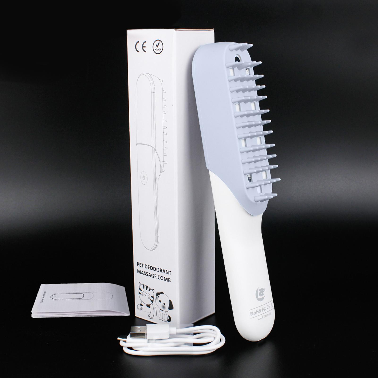Bàn chải massage 2 trong 1 có chức năng khử mùi, lược silicon mềm để chải lông cho thú cưng