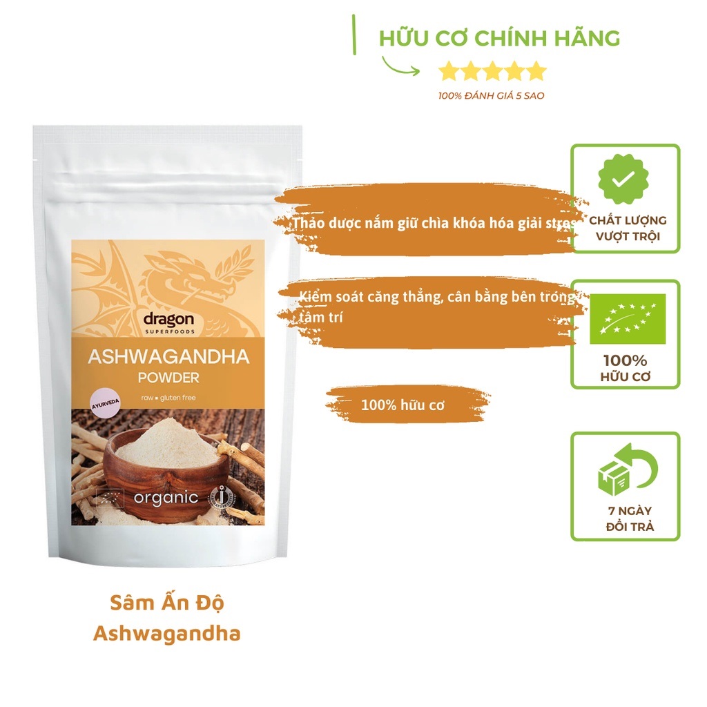 Nhân sâm Ấn Độ Ashwagandha hữu cơ 200gr