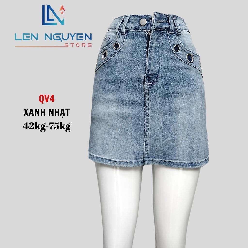 Quần jean nữ, quần váy, lưng cao, quần bò nữ dáng ôm, quần rin nữ có big size, cho 42kg đến 75kg, - Xanh Nhạt