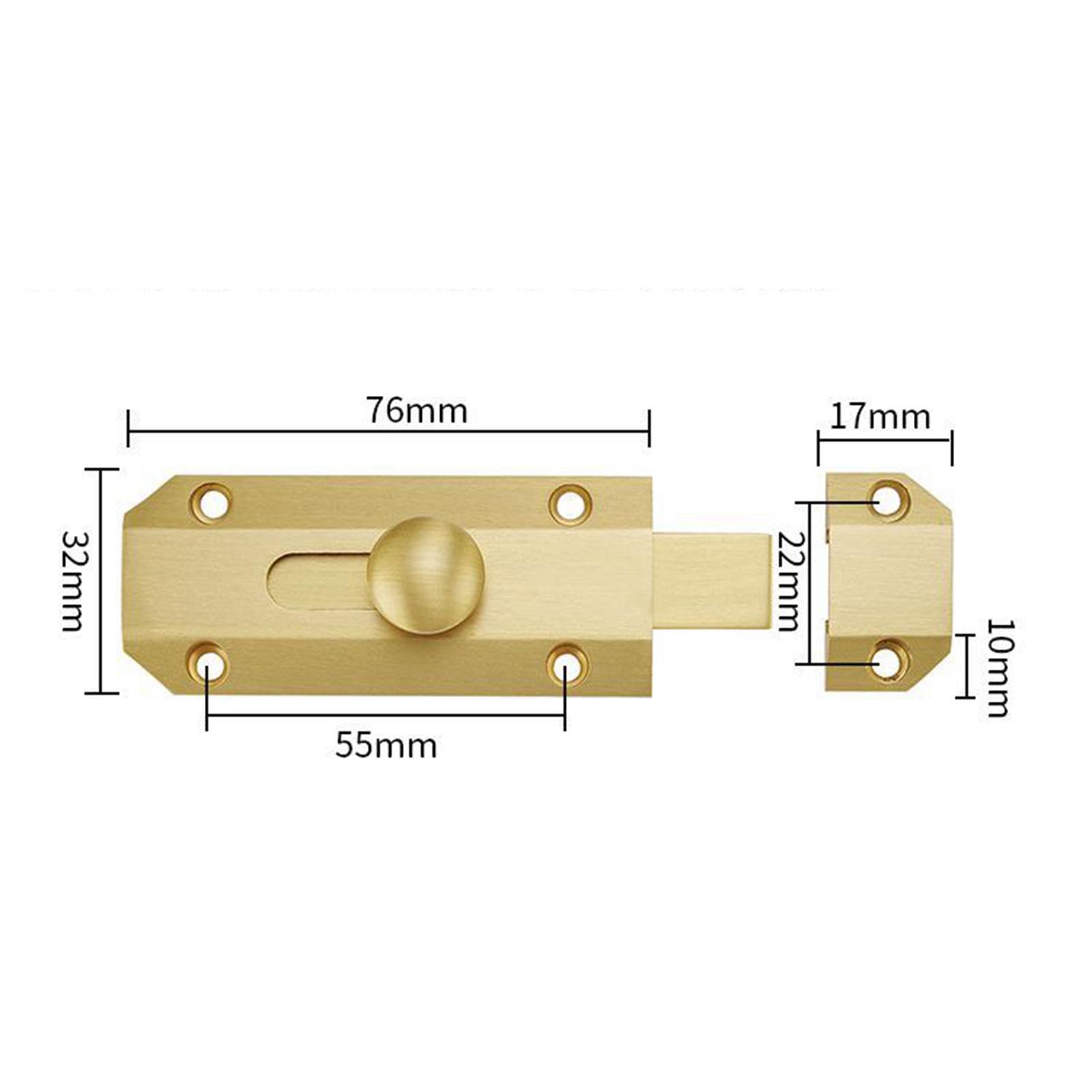 Multiunction Door Security Slide Lock Latch Thickened Rustproof Heavy Duty Brass Door Lock