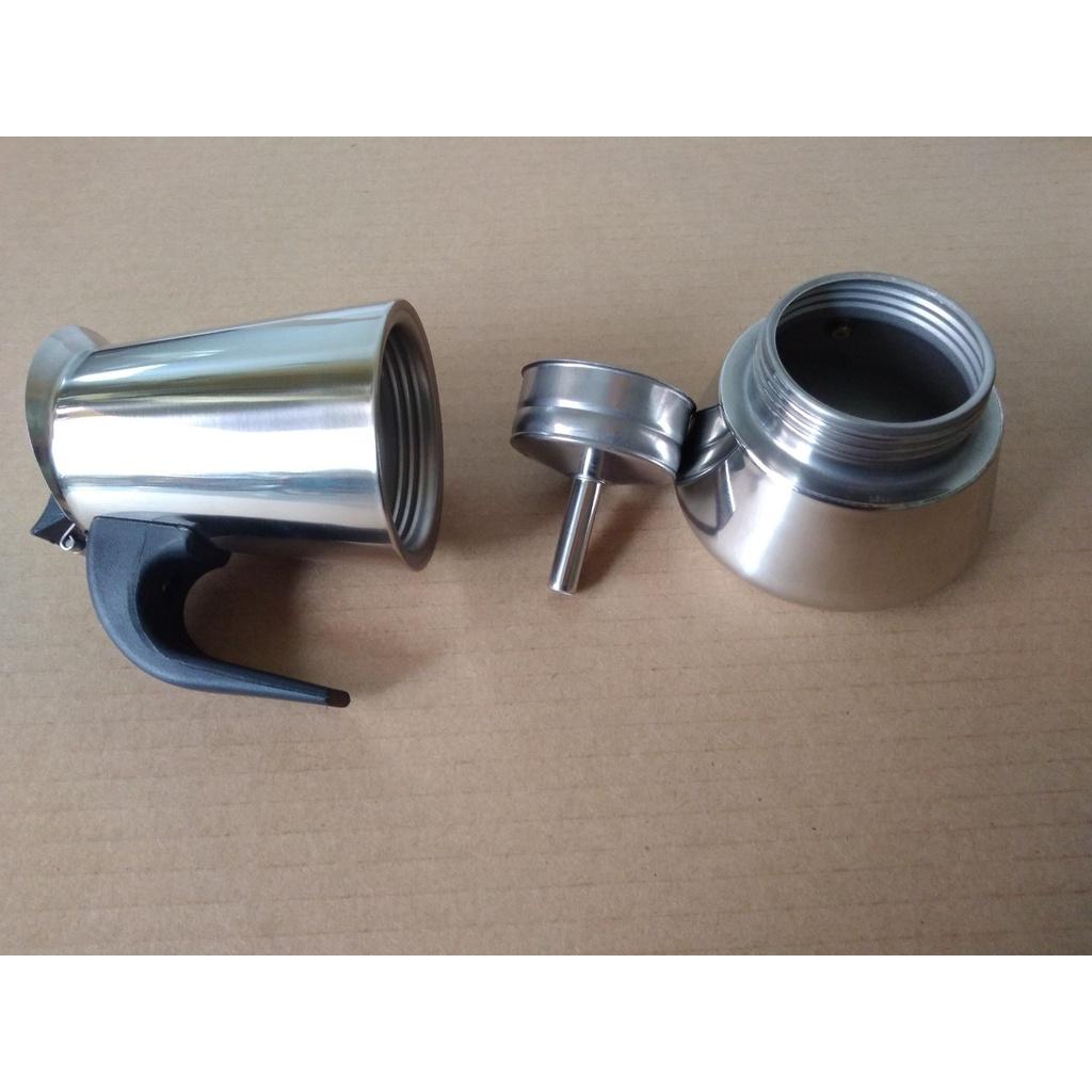 BÌNH PHA CAFE BẾP TỪ Moka đáy bầu INOX 200ml phong cách Ý THẨM THẤU NGƯỢC kiểu dáng thể thao hiện đại