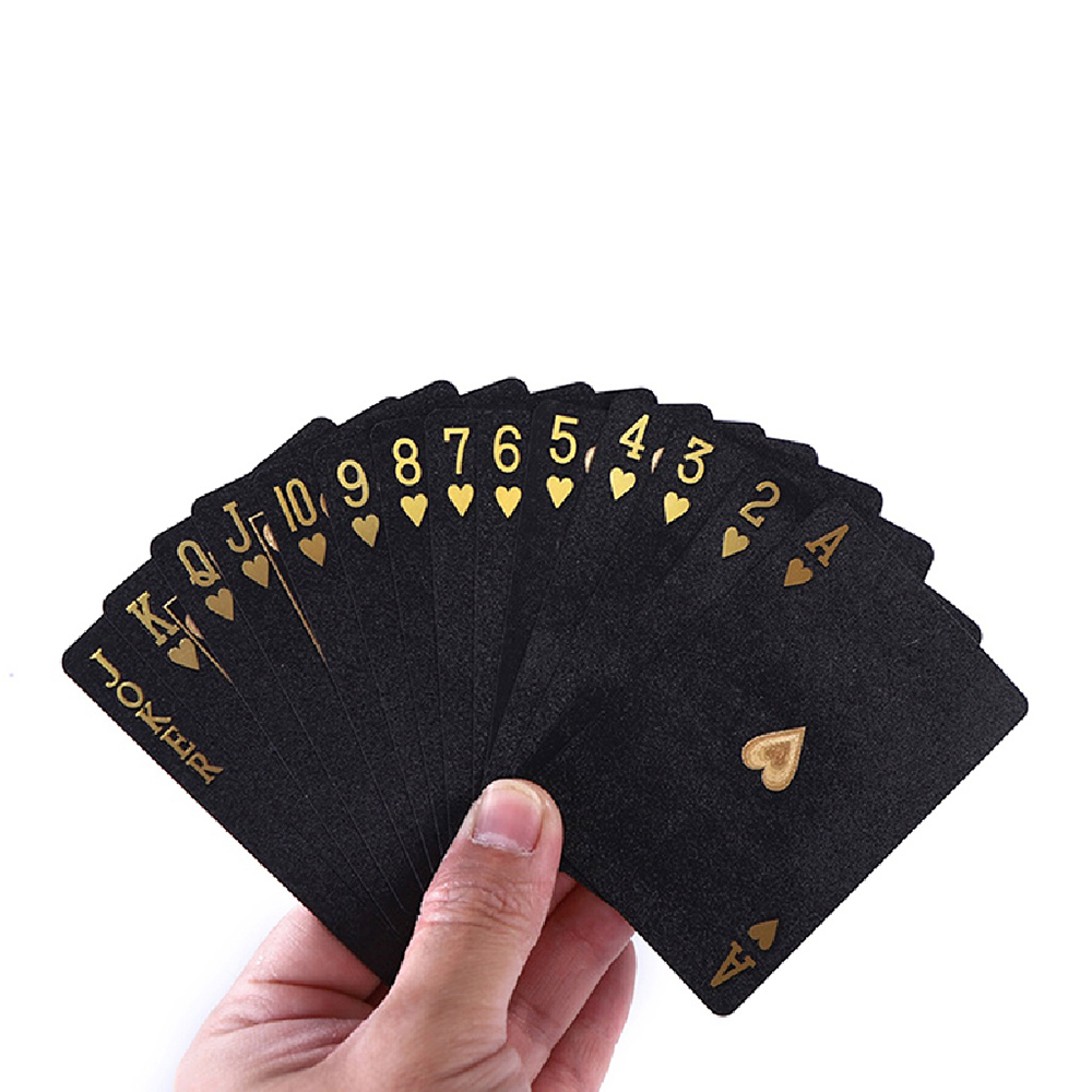 Bộ Bài Tây Mạ Vàng Đen Cao Cấp 52 Lá Bài Nhựa May Mắn Tài Lộc Chống Thấm Nước Bẻ Cong Không Gãy