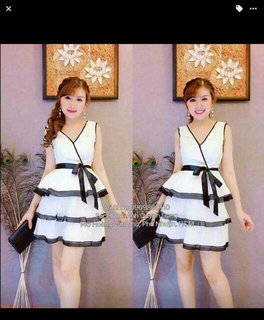 Đầm đắp chéo viền tùng dập ly