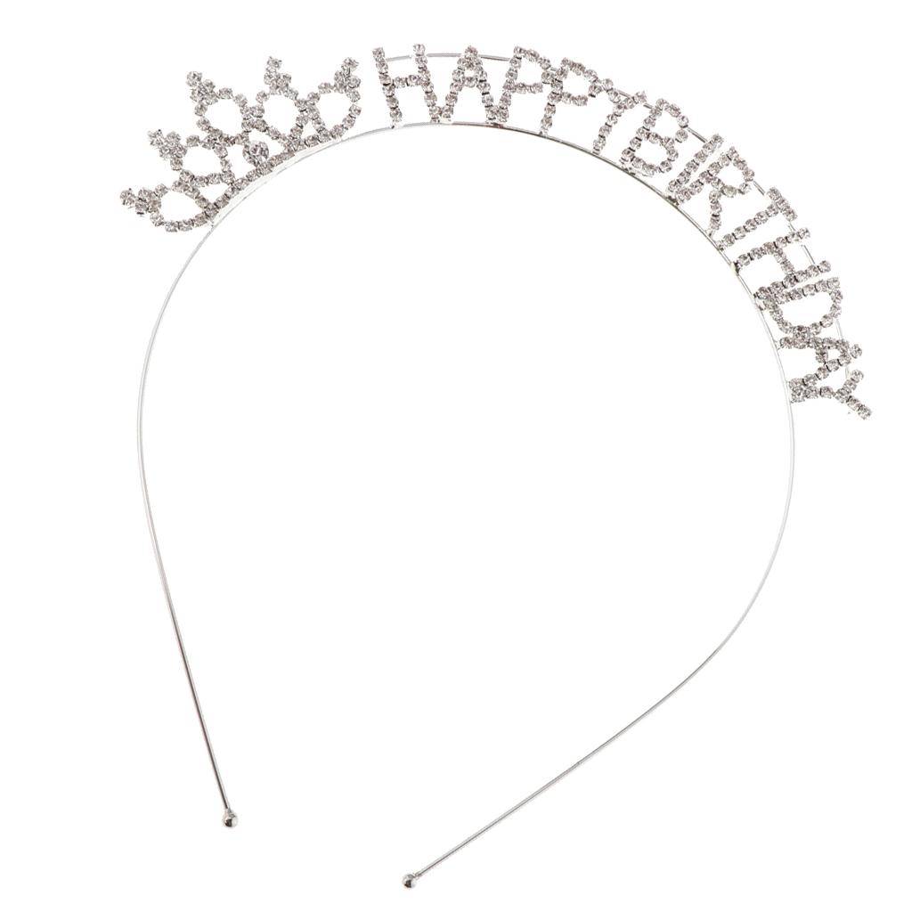 Happy Birthday Tiara Crystal Rhinestone Crown Hair Jewelry Accessories