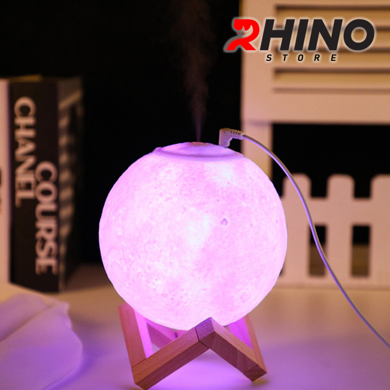 Máy phun sương tinh dầu tạo ẩm Rhino H302 hình mặt trăng, dung tích 880ml, nhỏ gọn - Hàng chính hãng