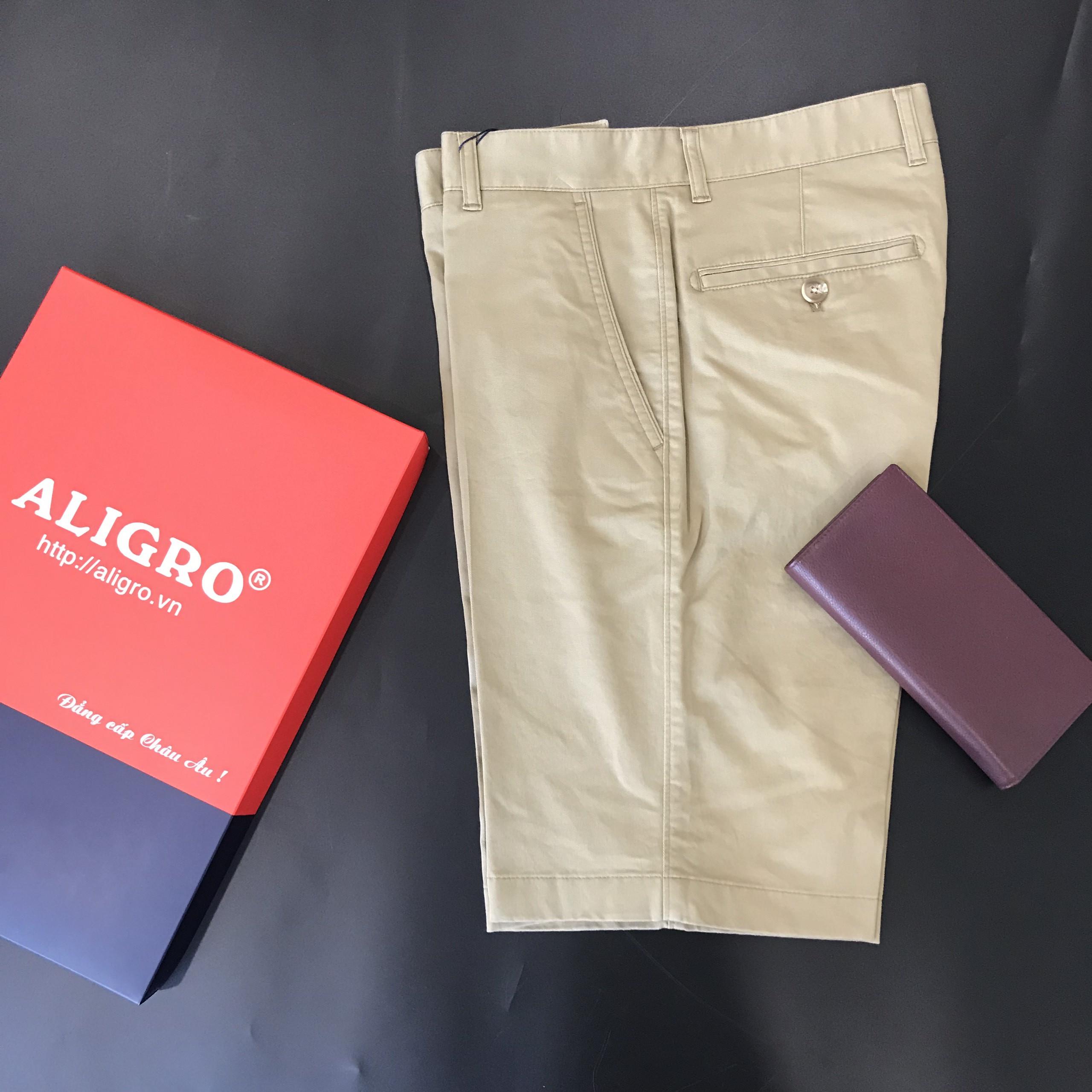 Quần short nam ALIGRO chất liệu kaki màu be dáng basic trẻ trung năng động ALGQS1074