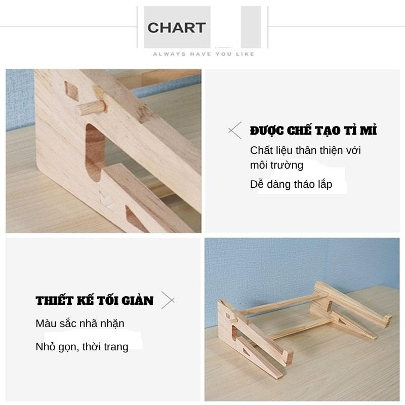 Giá Đỡ Laptop, Máy Tính, IPad, Macbook, Máy Tính Bảng Chất Liệu Gỗ Cao Cấp Hỗ Trợ Giúp Tản Nhiệt Chống Mỏi Cổ, Vai, Gáy, Giá Đỡ Để Bàn Dễ Dàng Gấp Gọn Có Thể Tháo Rời Thông Minh, Đế Tản Nhiệt – Hàng Nhập Khẩu
