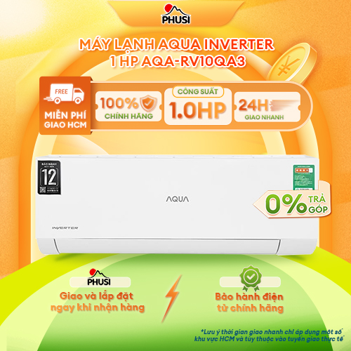 Máy lạnh Aqua Inverter 1.0 HP AQA-RV10QA3 - Hàng Chính Hãng - Mới 100%