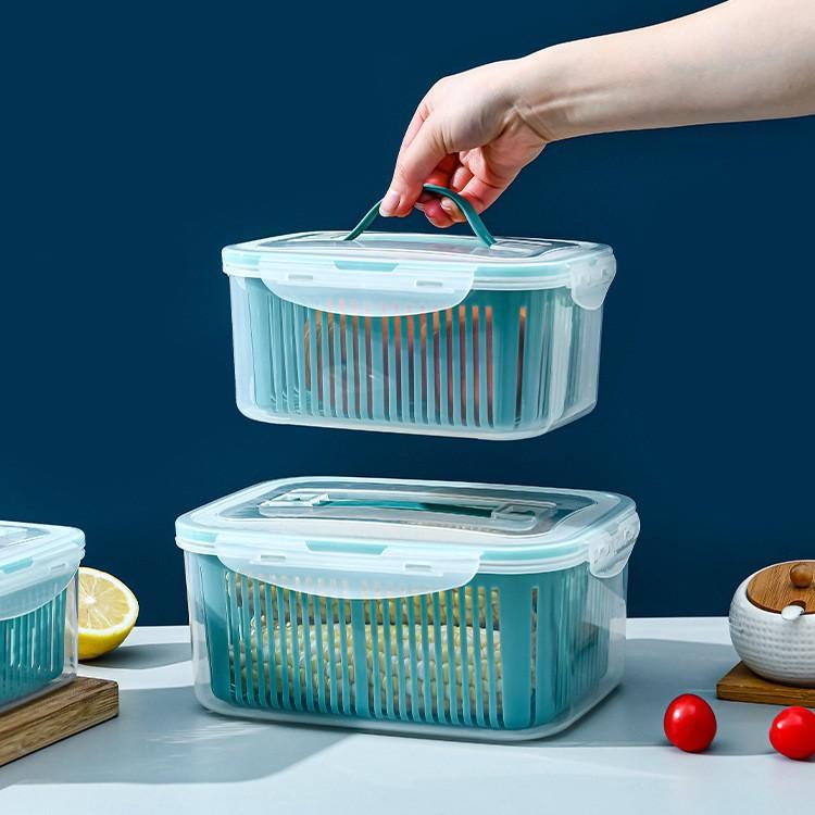 Bộ 5 Hộp Đựng Thực Phẩm Giỏ Có Nắp Đậy Khay Nhựa Kèm Rổ Ráo Nước Để Tủ Lạnh Bảo Quản Thức Ăn Tiện Dụng - Giao Hàng Toàn Quốc