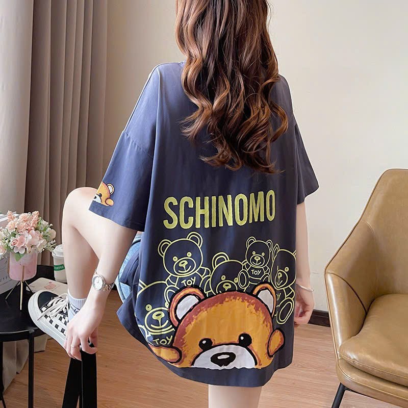 Áo thun in gấu SCHINOMO 3 màu From rộng Unisex