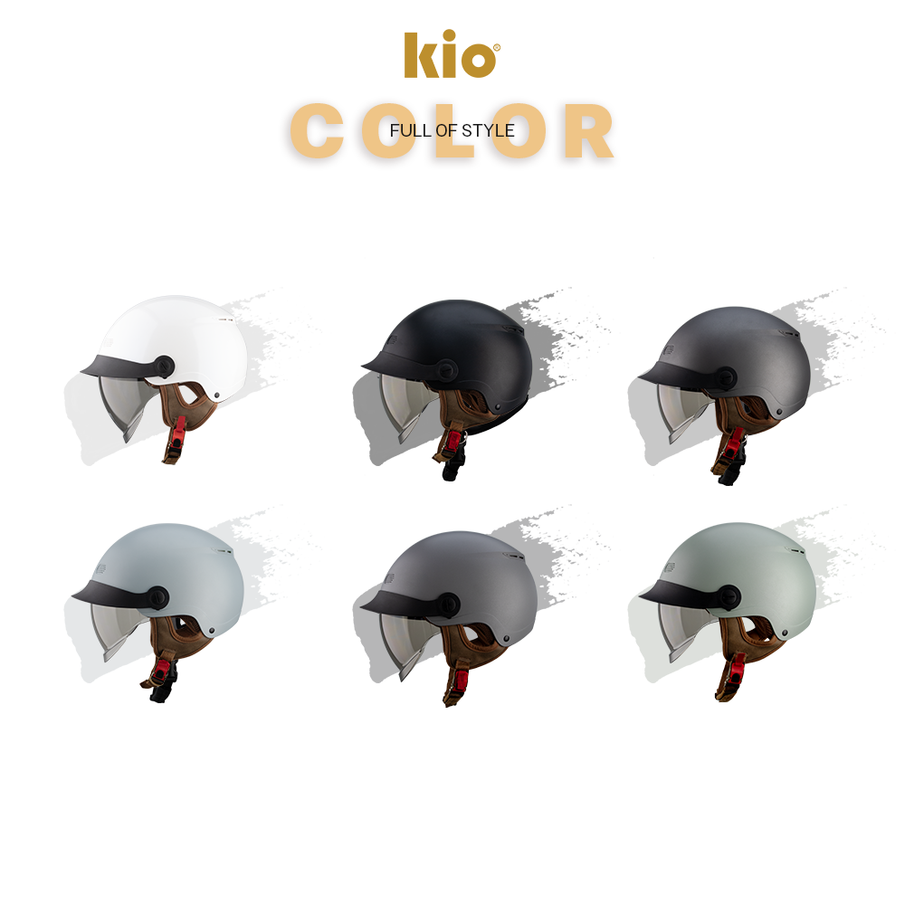 Mũ Bảo Hiểm Nửa Đầu Kio SafeStyle Metro KN10K, Kính Âm Phủ Nano Chống Tia UV, Lưỡi Trai, Thông Gió - Xám titan (nhám)