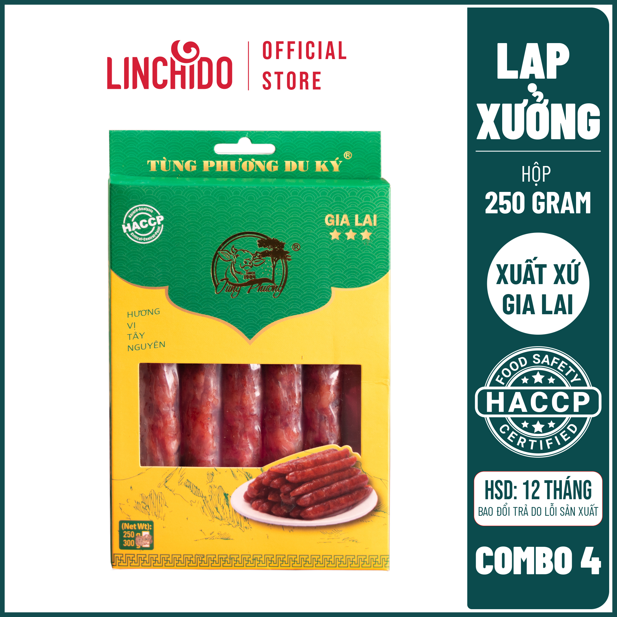 Combo 4 Hộp - Lạp xưởng thơm ngon đặc biệt - Hộp 250 Gram