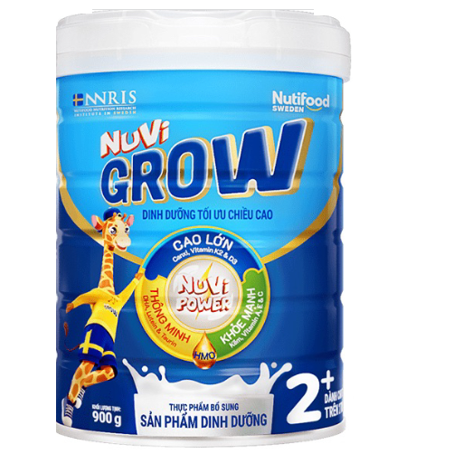 Sữa Bột NuVi Grow 2+ 900g cho trẻ từ 2 tuổi trở lên giúp bé phát triển chiều cao