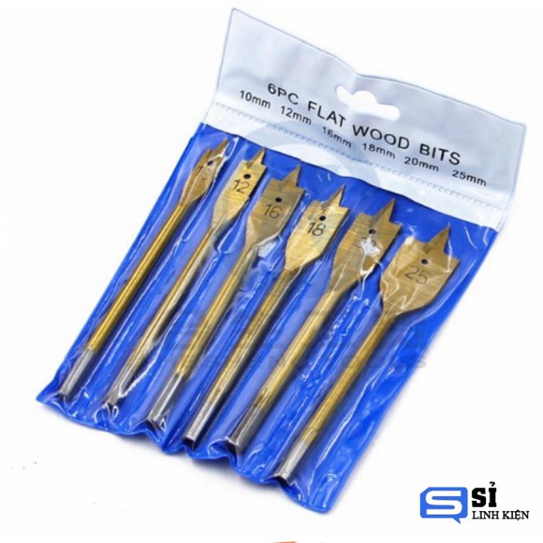 Bộ 6 mũi khoan khoét gỗ đuôi cá chuyên dụng- mau sắc ngẫu nhiên