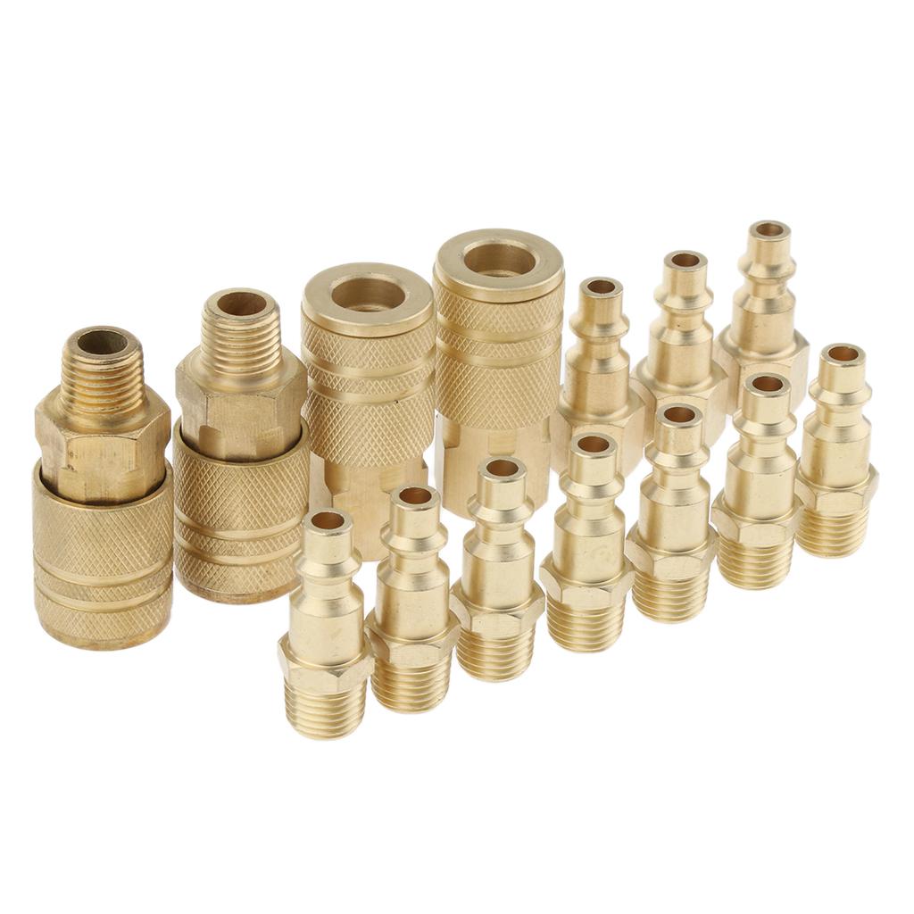 14 Miếng Đầu Nối Nhanh Bộ Không Khí Đầu Nối Ống Phụ Kiện 1/4 NPT Dụng Cụ Cắm