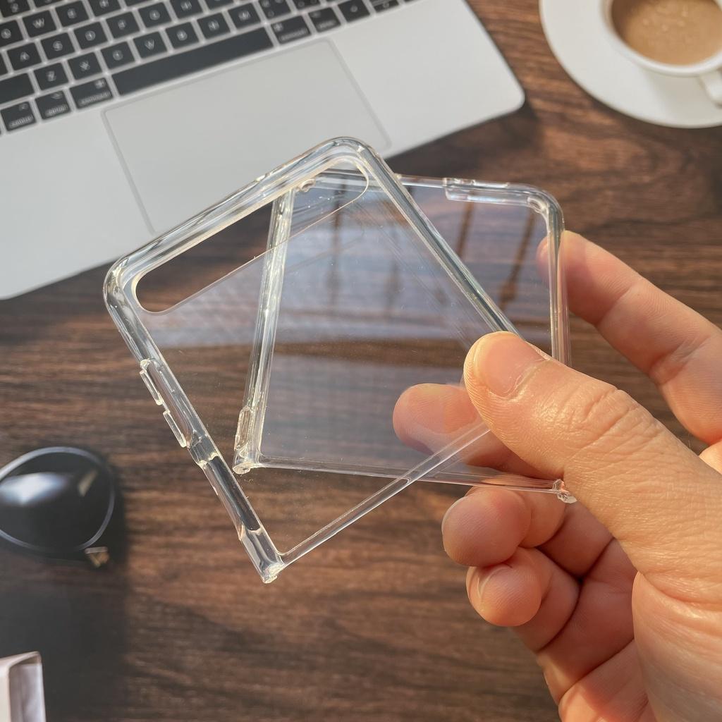Ốp lưng nhựa cứng PC trong suốt viền dẻo chống sốc cho Samsung Galaxy Z Flip