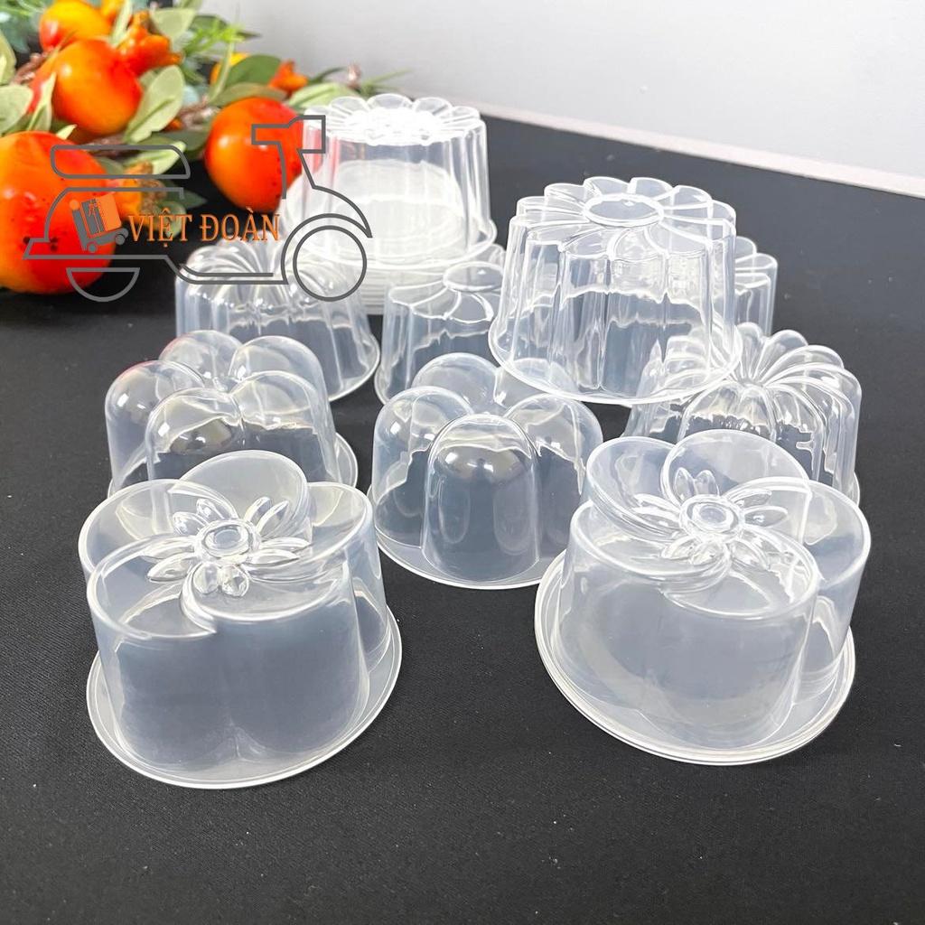 Khuôn làm RAU CÂU, RAU CÂU DỪA , BÁNH IN, BÁNH PHỤC LINH hình hoa - CÓ NẮP, nhựa trong , dày
