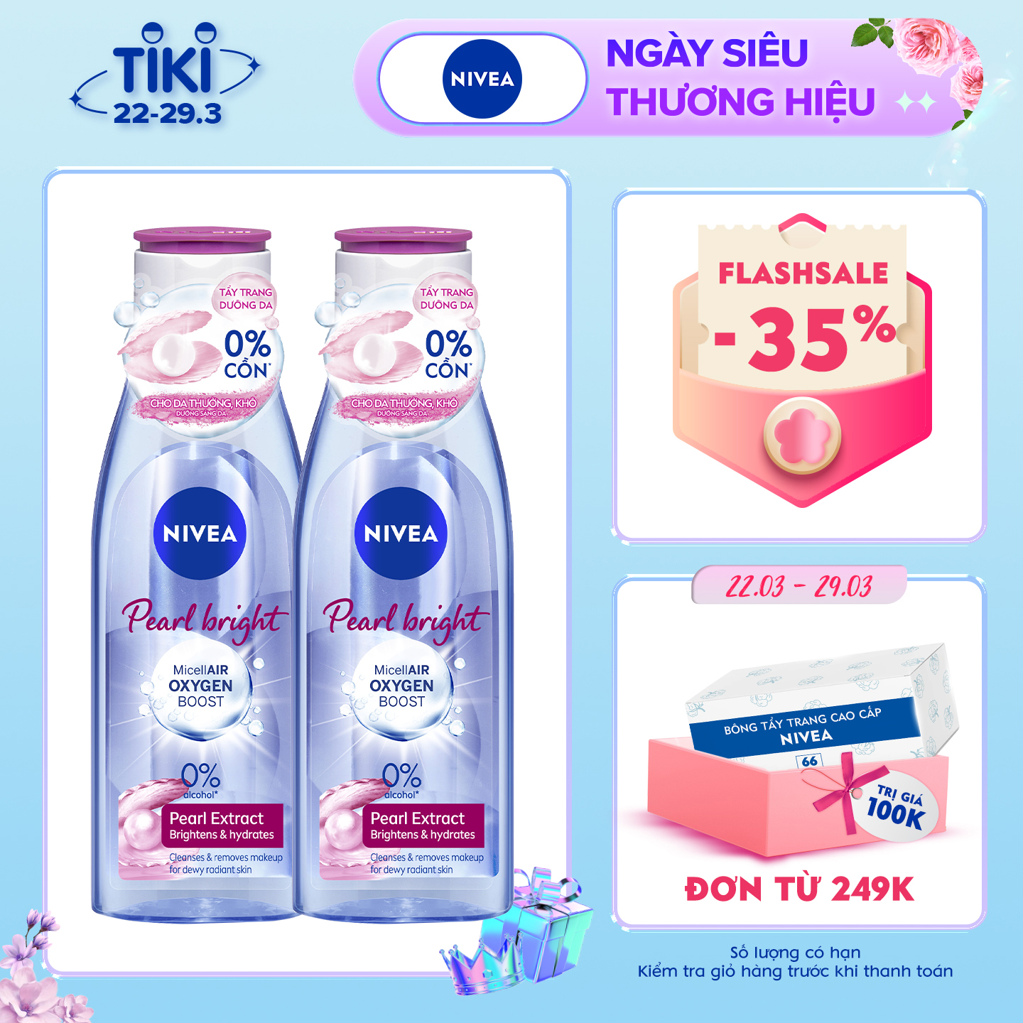 Combo 2 Nước Tẩy Trang NIVEA Làm Sáng Da Pearl Bright Micellar Water (200ml) - 84911