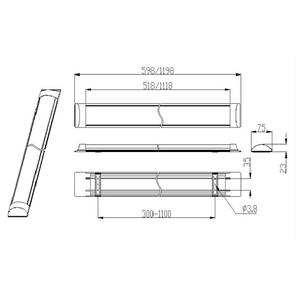 Đèn LED phòng sạch 18W, đèn LED phòng sạch 36W HALEDCO - Model: HLLCR9