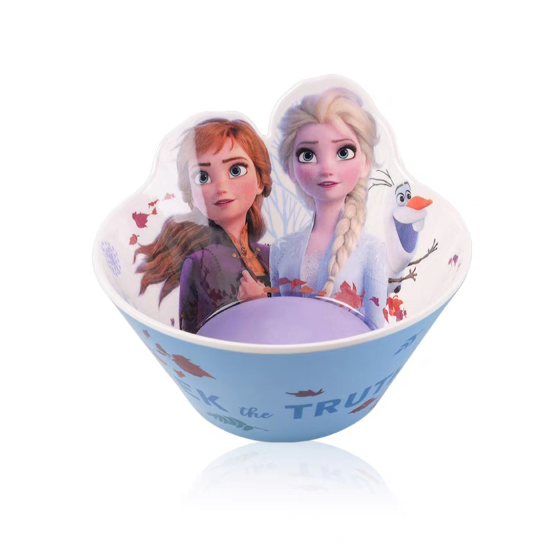 Chén tô ăn dặm Disney cho bé nhựa melamine cao cấp Frozen Elsa Anna nổi 3D mới 2022