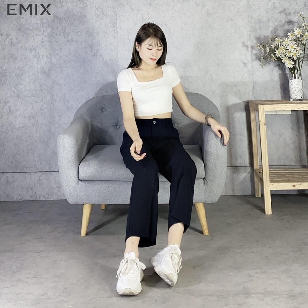 Quần tây nữ ống suông EMIX . dáng dài 100cm, cạp cao, khóa giữa, chất tuyết mưa mềm mịn, ít nhăn