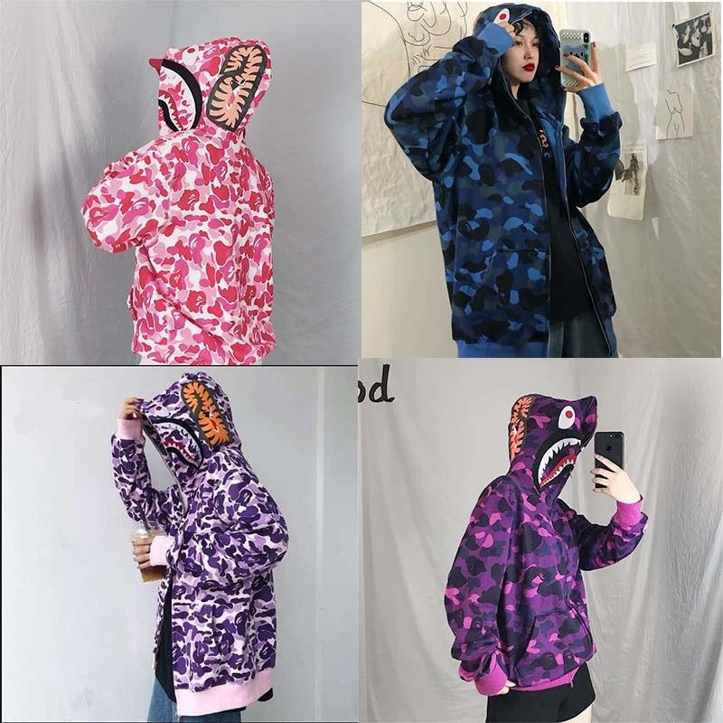 (ảnh thật, có sẵn) áo khoác nỉ hoodie unisex bape cá mập