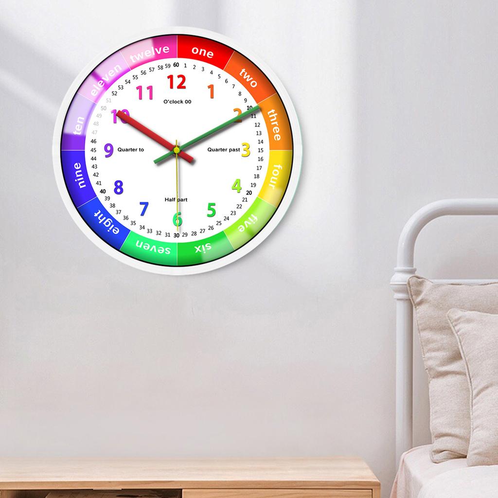 12'' Colorful Wall Clock Kids School Classroom Telling Time