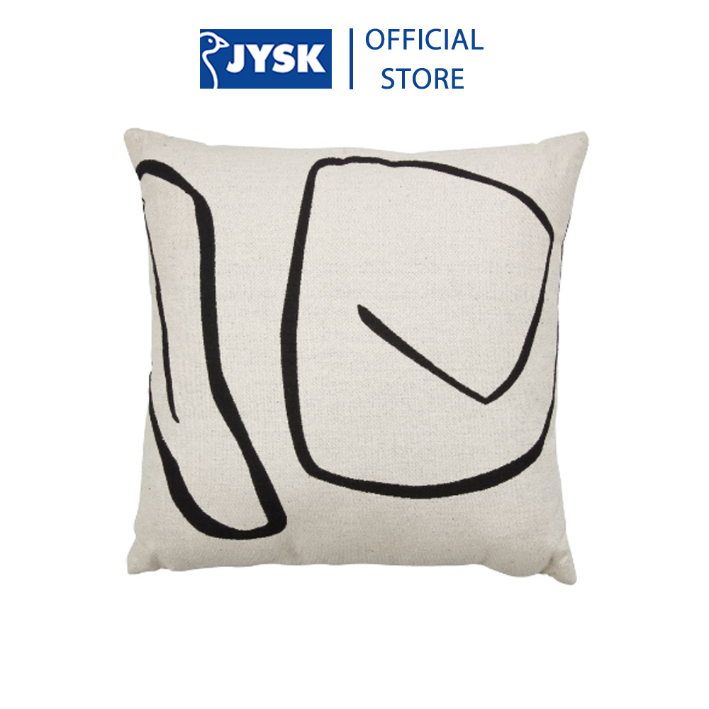 Gối trang trí | JYSK Hvitveis | polyester/cotton | đen/trắng ngà | R45xD45cm