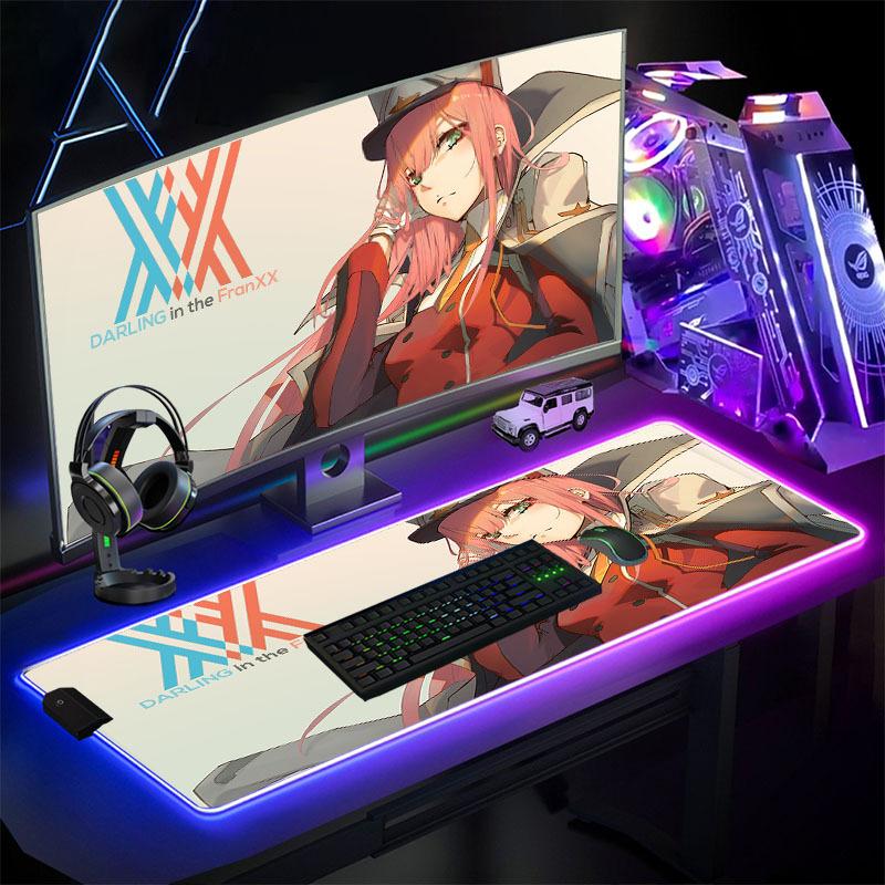 Tấm lót chuột phát sáng Amazon rgb tốt nhất dễ thương số 0 hai cô gái lớn chống trượt trò chơi bóng ma có đèn led trò chơi pad thi đấu điện