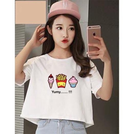 Áo Thun Croptop Nữ In Họa Tiết Ly Kem ATN116 - J.A Shop