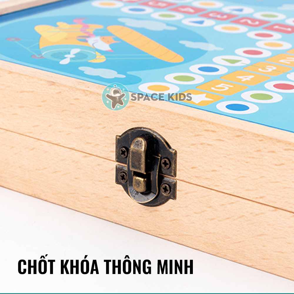 Bộ bàn cờ đa năng 3 trong 1 Cờ vua Cờ búng Cờ cá ngựa, bộ cờ 3 in 1 bằng gỗ cho bé