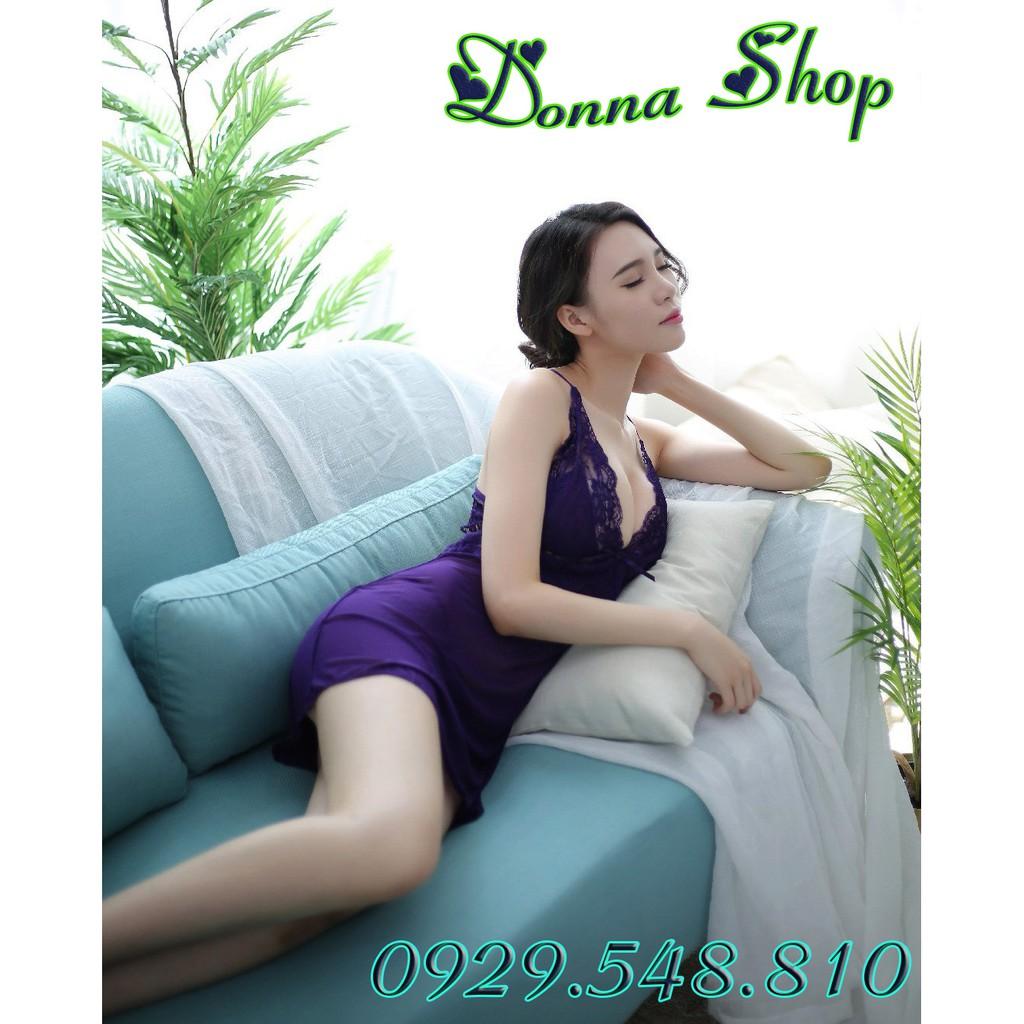 Váy ngủ sexy - Chất liệu voan ren mềm mịn - Mã DN01 màu tím