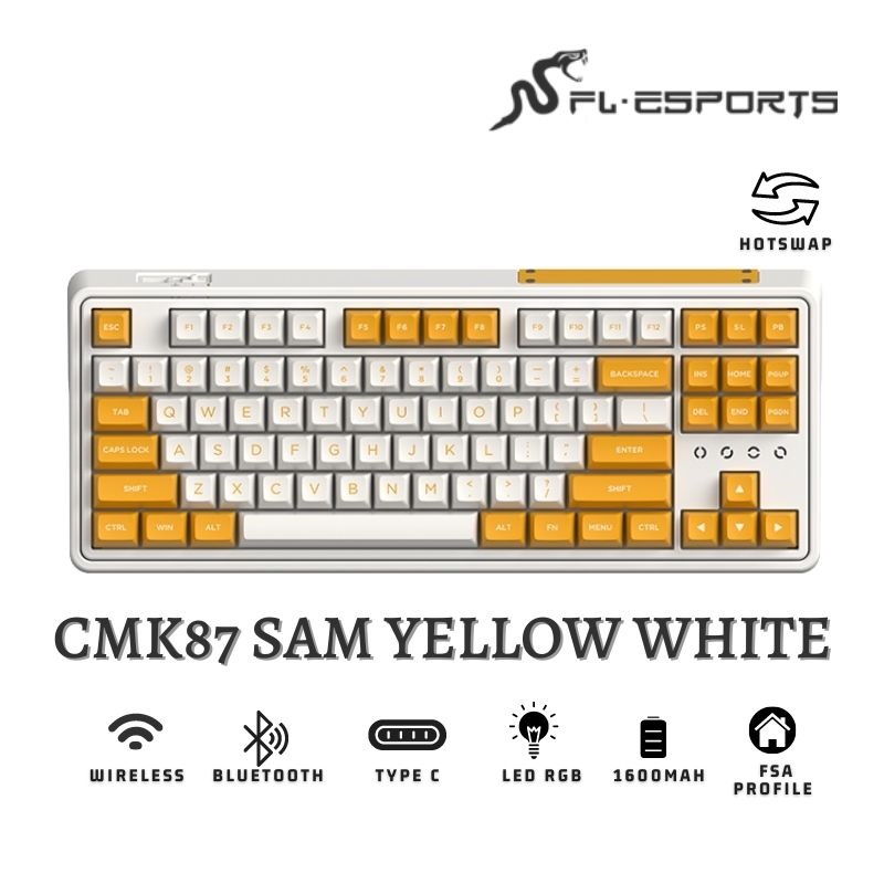 Bàn phím cơ FL-Esports CMK87SAM Banana Yellow White 3 Mode - Hàng chính hãng