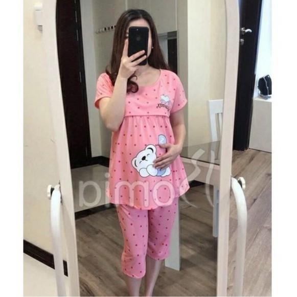 Bộ bầu và cho con bú sau sinh Lửng, chất cotton cho mẹ bầu mặc nhà mùa hè size từ 48->85kg